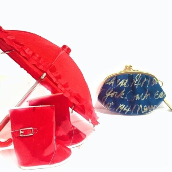 Coach Signature New York Script Navy Mini Clutch Retro Kiss Lock Gold Tone - Picture 2 of 11